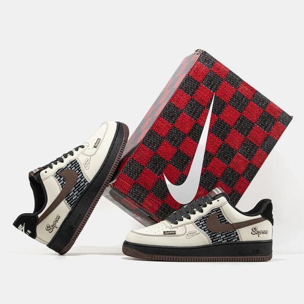 Кросівки Nike Air Force 1 x Supreme Beige Brown 24171-43 фото