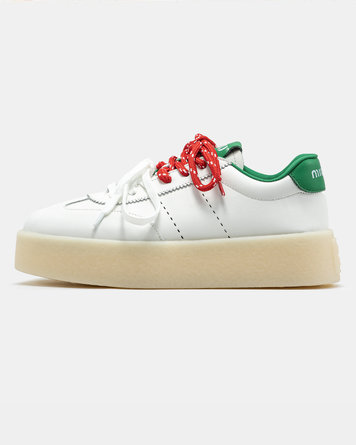 Кеди Miu Miu Leather Platform White Green 20088-37 фото