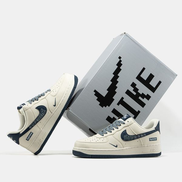 Кросівки Nike Air Force 1 x Supreme Beige Blue 24172-42 фото