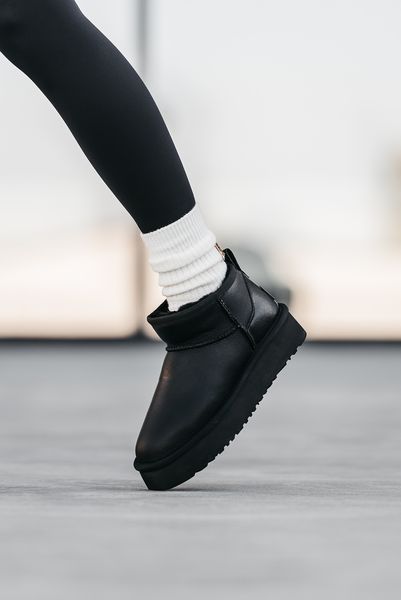 Уггі UGG Ultra Mini Black Platform Leather 10037-36 фото